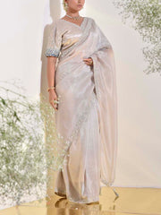 Beige Tissue Saree