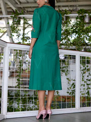 Green Embroidered Cotton Dress