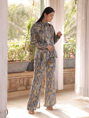 Grey Vasansi Silk Printed Co Ord Set