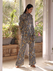 Grey Vasansi Silk Printed Co Ord Set