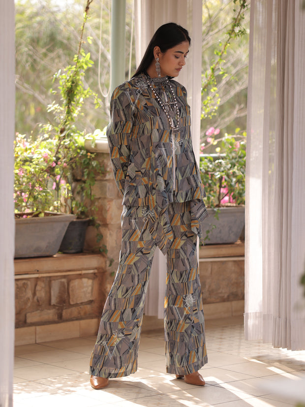 Grey Vasansi Silk Printed Co Ord Set