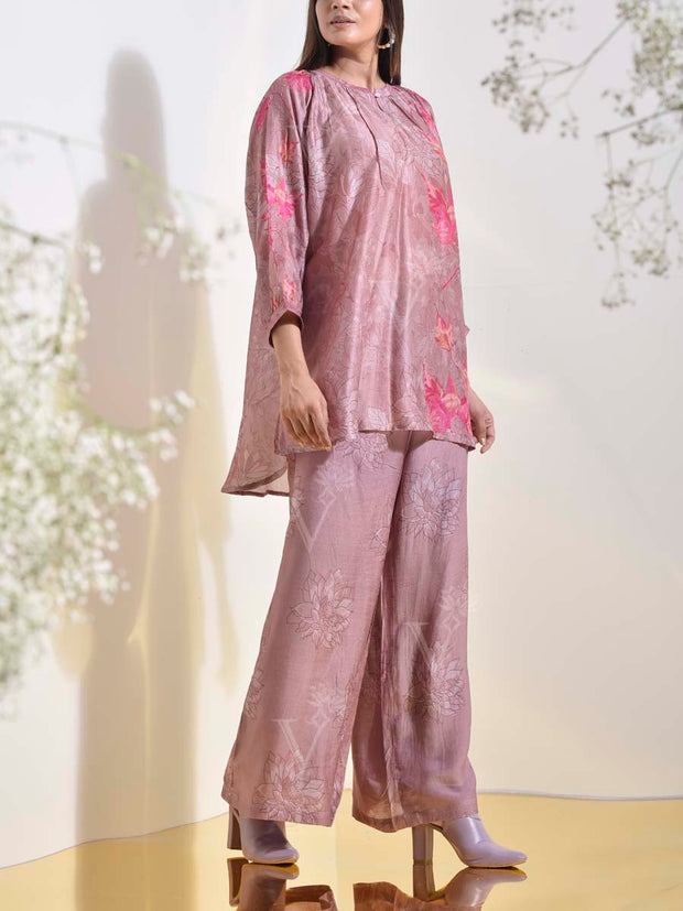 Rose Dust Vasansi Silk Printed Co Ord Set