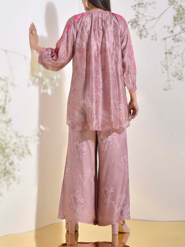 Rose Dust Vasansi Silk Printed Co Ord Set