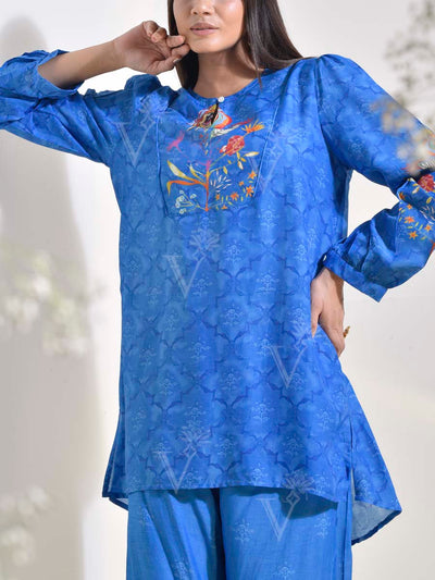Blue Vasansi Silk Printed Co Ord Set