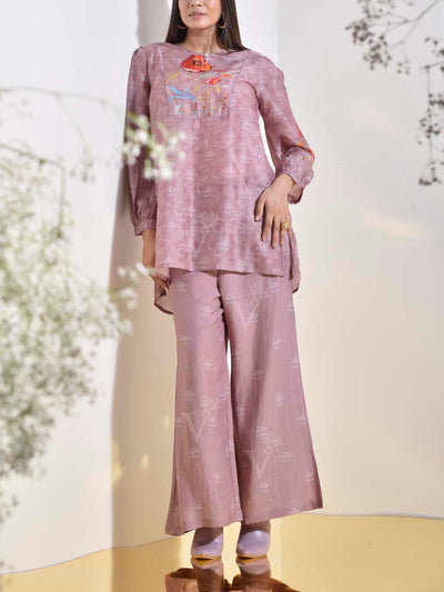 Rose Dust Vasansi Silk Printed Co Ord Set