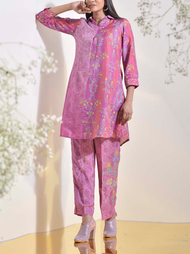 Purple Vasansi Silk Printed Co Ord Set