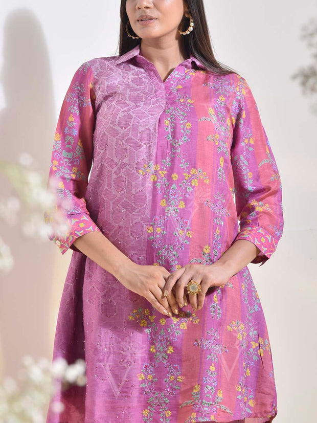 Purple Vasansi Silk Printed Co Ord Set