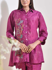 Plum Purple Vasansi Silk Printed Co Ord Set