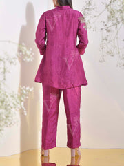 Plum Purple Vasansi Silk Printed Co Ord Set