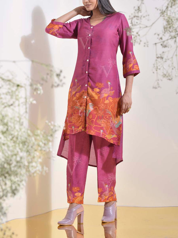 Purple Vasansi Silk Printed Co Ord Set