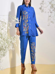 Blue Vasansi Silk Embroidered Co Ord Set