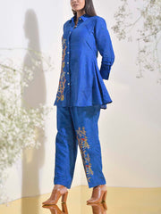 Blue Vasansi Silk Embroidered Co Ord Set