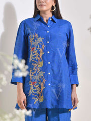 Blue Vasansi Silk Embroidered Co Ord Set