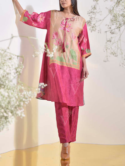Pink Vasansi Silk Floral Printed Co Ord Set