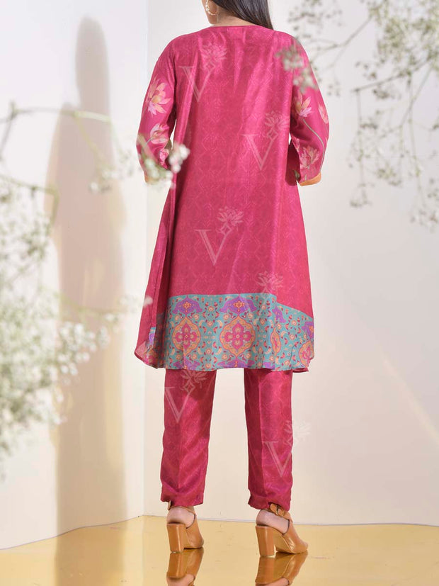 Pink Vasansi Silk Floral Printed Co Ord Set