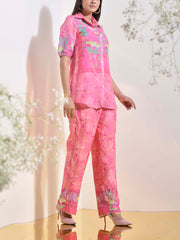 Pink Vasansi Silk Floral Embroidered Co Ord Set