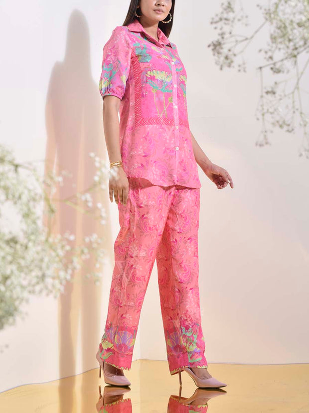 Pink Vasansi Silk Floral Embroidered Co Ord Set