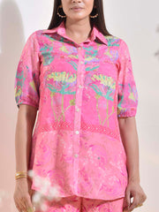 Pink Vasansi Silk Floral Embroidered Co Ord Set