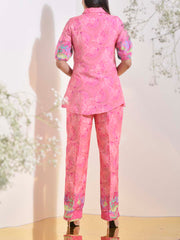 Pink Vasansi Silk Floral Embroidered Co Ord Set