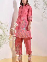 French Pink Vasansi Silk Embroidered Co Ord Set