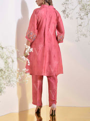 French Pink Vasansi Silk Embroidered Co Ord Set