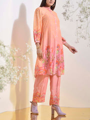 Pink and Yellow Ombre Vasansi Silk Co Ord Set
