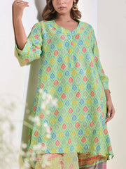Lawn Green Vasansi Silk Printed Co Ord Set