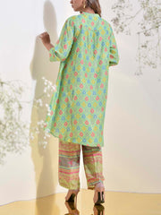 Lawn Green Vasansi Silk Printed Co Ord Set