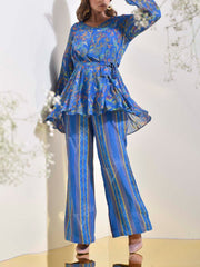 Blue Vasansi Silk Floral Printed Co Ord Set