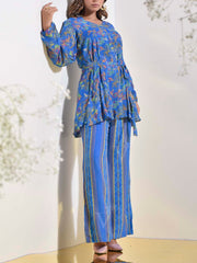 Blue Vasansi Silk Floral Printed Co Ord Set