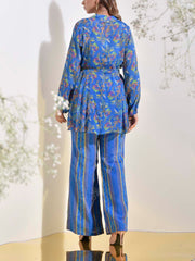 Blue Vasansi Silk Floral Printed Co Ord Set