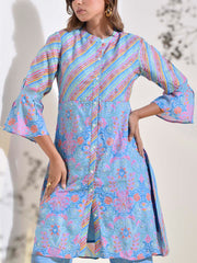 Baby Blue Vasansi Silk Leheriya Embroidered Co Ord Set