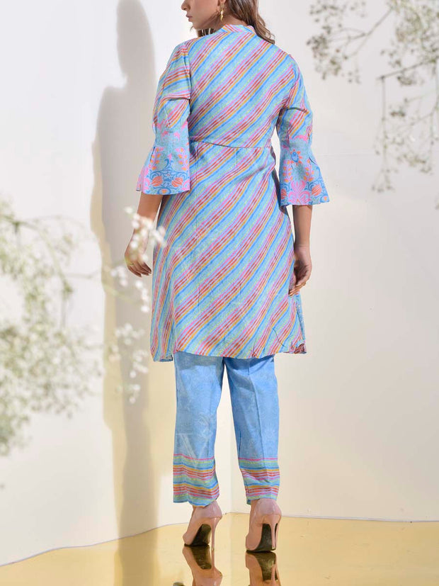 Baby Blue Vasansi Silk Leheriya Embroidered Co Ord Set