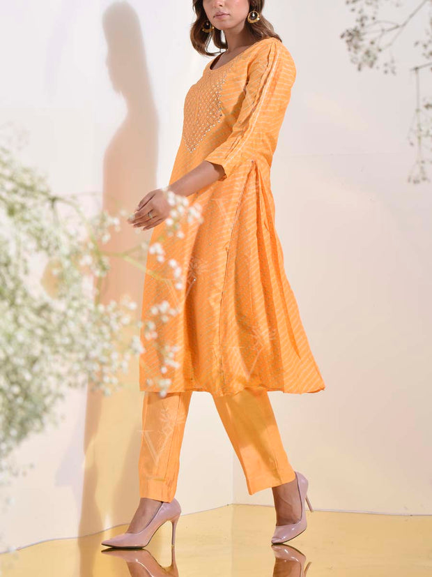 Yellow Vasansi Silk Printed Pant Set