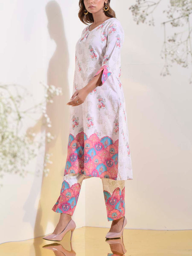 Off-White Vasansi Silk Printed Co Ord Set