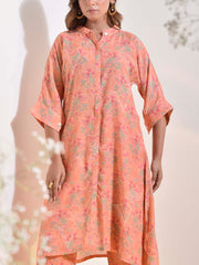 Peach Orange Floral Printed Co Ord Set