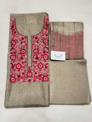 Grey Tussar Dress Material