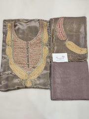 Golden Brown Tissue Dress Material