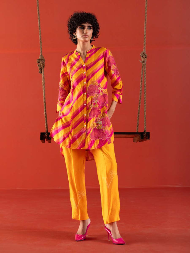 MTO, DD28, U2, Pink , Yellow , Vasansi Silk , Leheriya , Co Ord Set , leheriya Co Ord set , rakhiedit