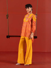 Yellow Vasansi Silk Leheriya Co Ord Set