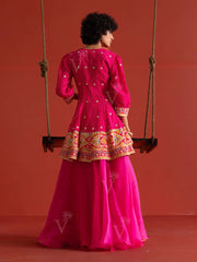 Pink Vasansi Silk Peplum and Palazzo Set