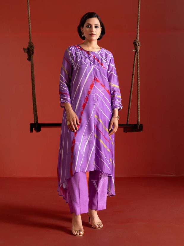 MTO, DD28, U2, Lilac , Vasansi Silk , Leheriya Co Ord Set , Co Ord Set , Purple , rakhiedit, leheriya kurta and pant set