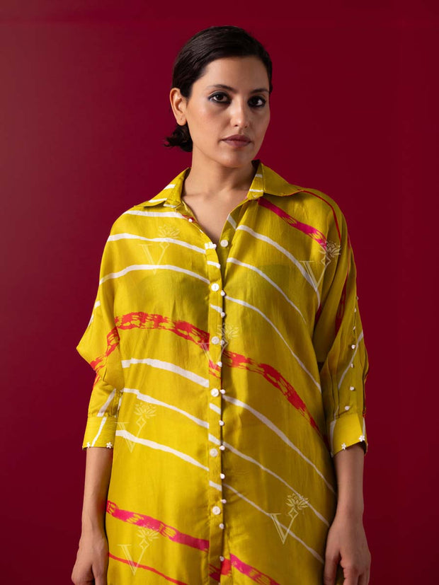 Pear Green Vasansi Silk Leheriya Co Ord Set