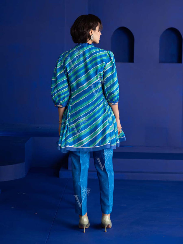 Blue leheriya Vasansi Silk Co Ord Set