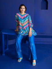 Multi Color Vasansi Silk Leheriya Co Ord Set
