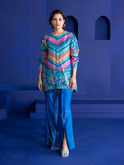 DD28, MTO, VK, Multi Color,  Vasansi Silk , Leheriya , Co Ord Set , Blue , rakhiedit