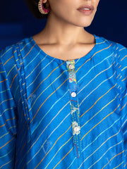 Blue Vasansi Silk Leheriya Co Ord Set