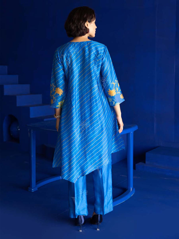 Blue Vasansi Silk Leheriya Co Ord Set