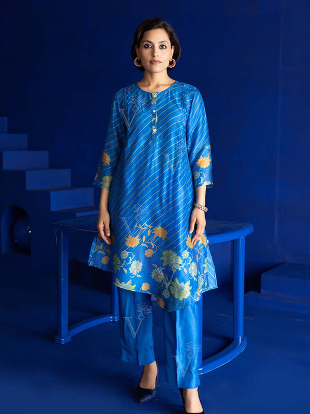 MTO, DD28, U2, Blue , Vasansi Silk,  Leheriya , Co Ord Set , leheriya Co Ord set , rakhiedit