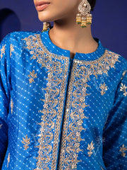 Blue Vasansi Silk Leheriya Kurta and Dhoti Pants Set